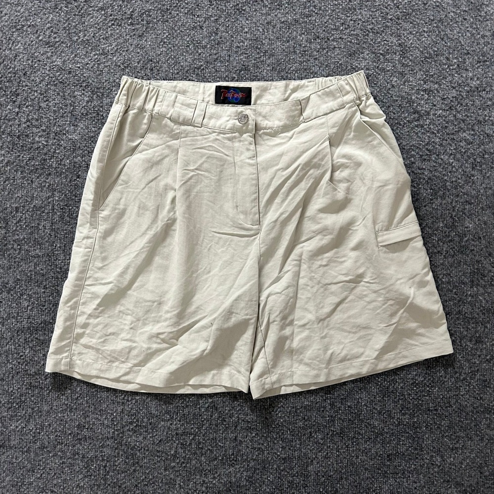 RailRiders Shorts Womens Size M Beige Nylon Hiking Outdoor Cargo Utility Elastic